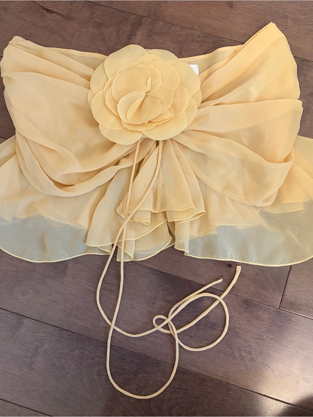 Ronny Kobo Collection Yellow Chiffon Flower Bow Waist Sash